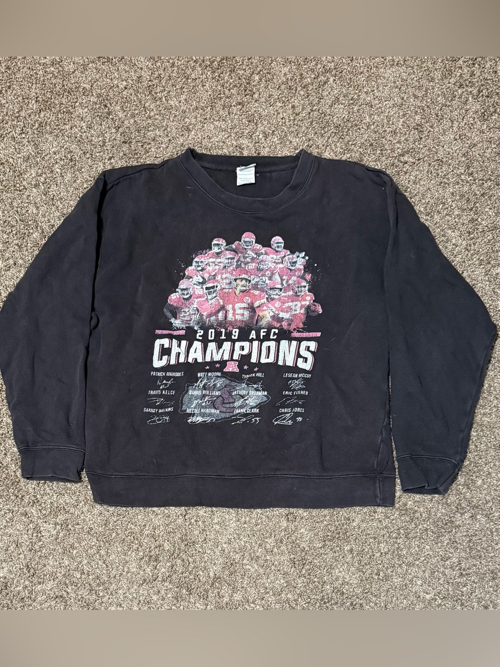Kansas City Chiefs 2019 AFC Champions Black Fleece Crewneck Sweatshirt Size XL